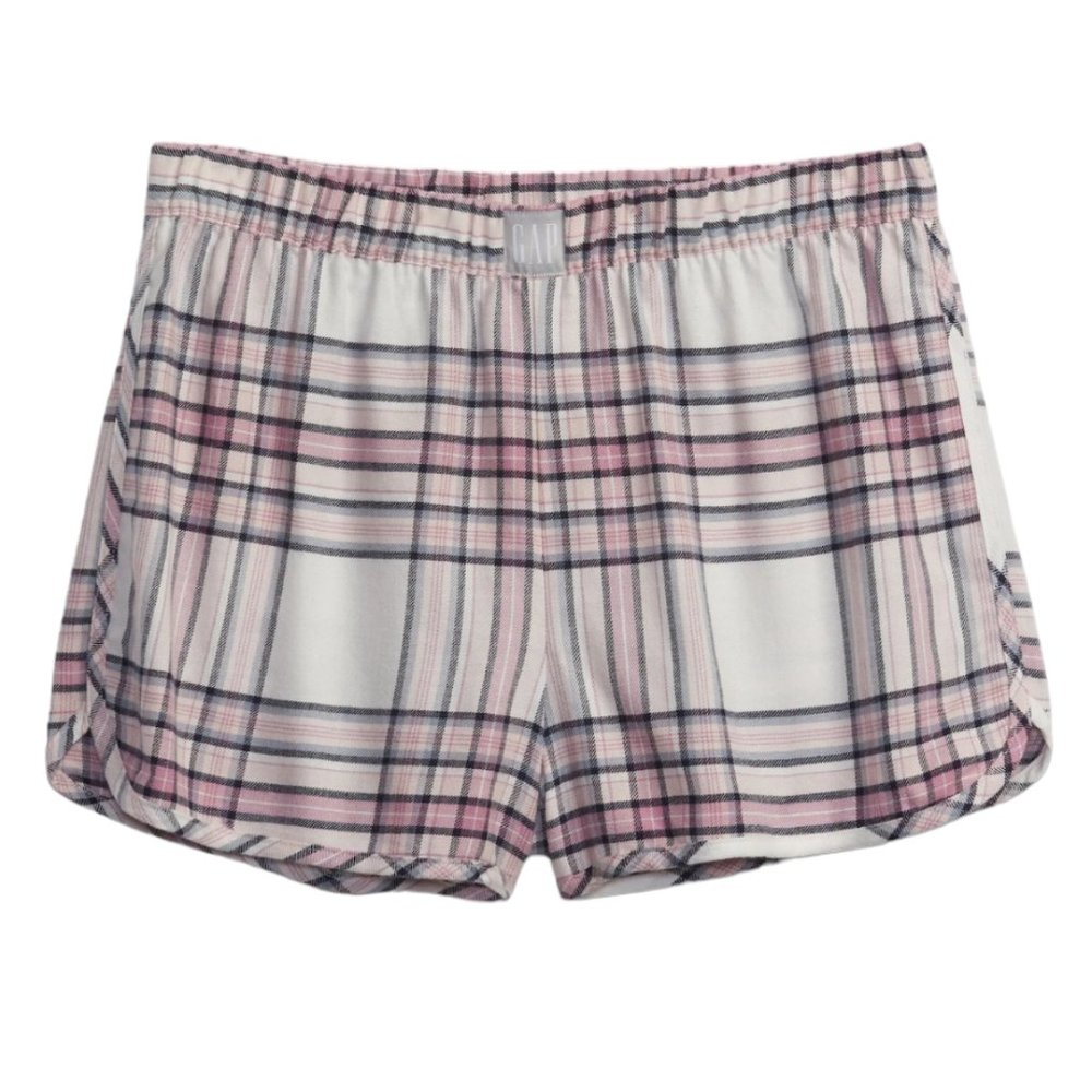 NEW Gap Women Flannel Pajama Shorts. Size‎ XL. Pink Gray Plaid.